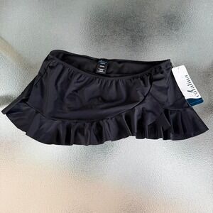 Catalina Black Ruffle Swim Skirt Skort NWT Women's Large Bathing Suit Bottom